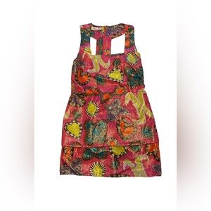 Vtg Gillian Hearts T Back Tiered Mini Dress Sleeveless Sz S/M Date Valentines